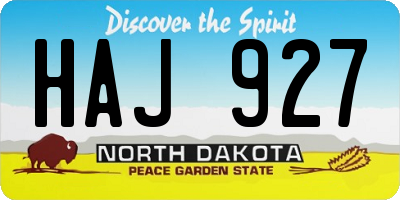 ND license plate HAJ927