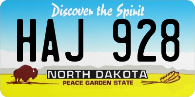 ND license plate HAJ928