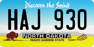 ND license plate HAJ930