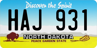 ND license plate HAJ931