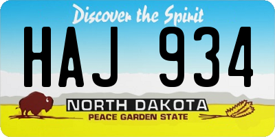 ND license plate HAJ934