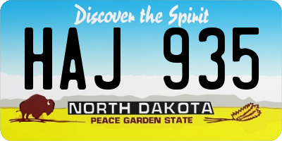 ND license plate HAJ935