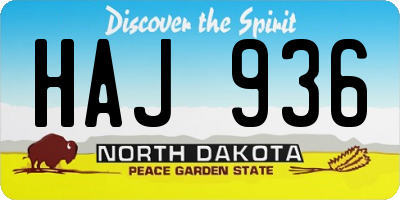 ND license plate HAJ936
