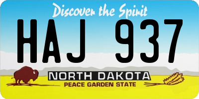 ND license plate HAJ937