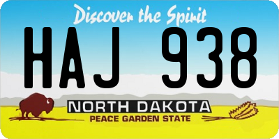 ND license plate HAJ938