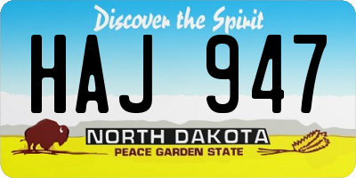 ND license plate HAJ947