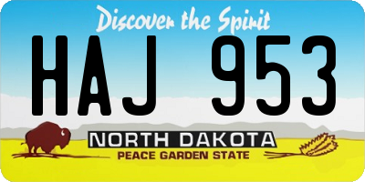 ND license plate HAJ953