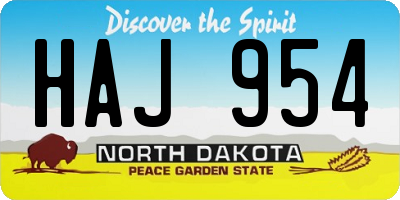 ND license plate HAJ954