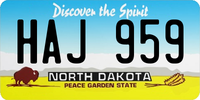ND license plate HAJ959