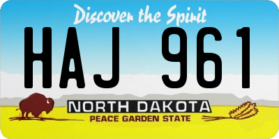 ND license plate HAJ961