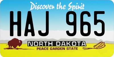 ND license plate HAJ965