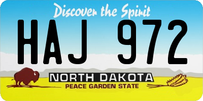 ND license plate HAJ972