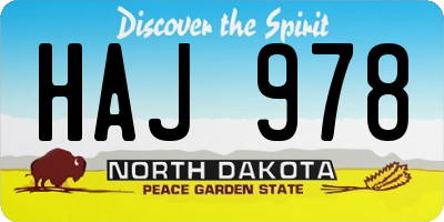 ND license plate HAJ978