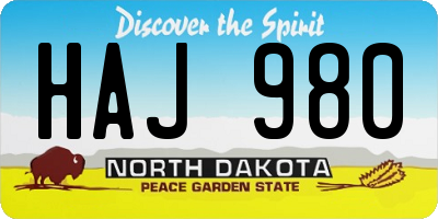 ND license plate HAJ980