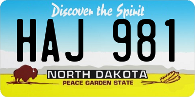 ND license plate HAJ981
