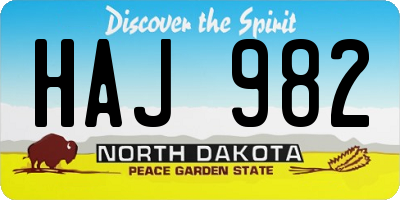 ND license plate HAJ982