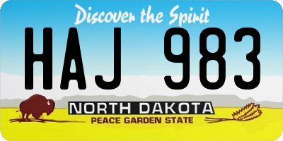 ND license plate HAJ983