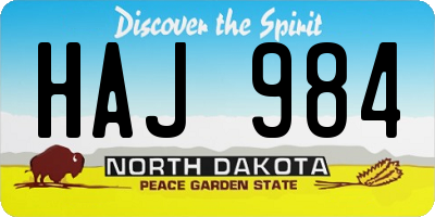 ND license plate HAJ984