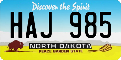 ND license plate HAJ985