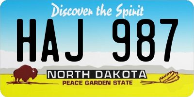 ND license plate HAJ987