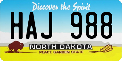 ND license plate HAJ988