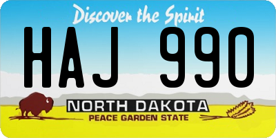 ND license plate HAJ990