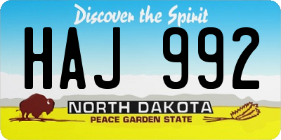 ND license plate HAJ992