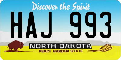 ND license plate HAJ993