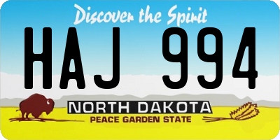 ND license plate HAJ994