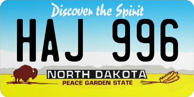 ND license plate HAJ996