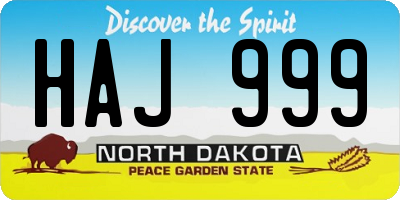 ND license plate HAJ999