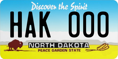 ND license plate HAK000