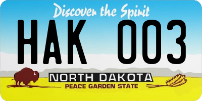 ND license plate HAK003