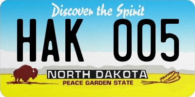 ND license plate HAK005