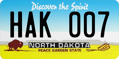 ND license plate HAK007