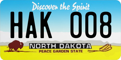 ND license plate HAK008