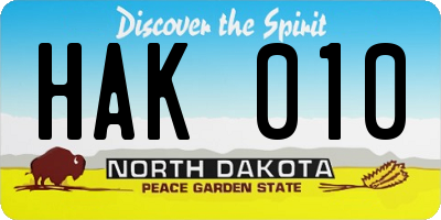 ND license plate HAK010