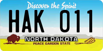 ND license plate HAK011