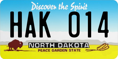 ND license plate HAK014