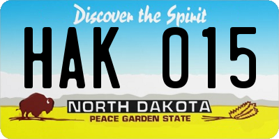 ND license plate HAK015