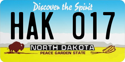 ND license plate HAK017