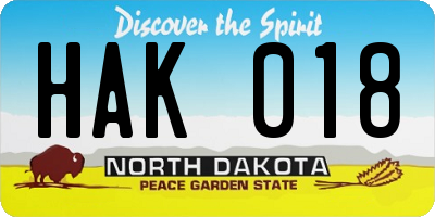 ND license plate HAK018