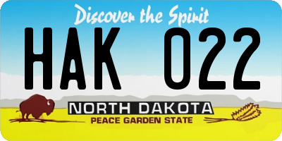 ND license plate HAK022