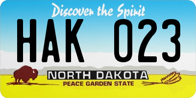 ND license plate HAK023