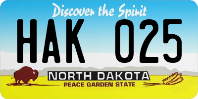 ND license plate HAK025