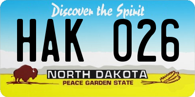 ND license plate HAK026