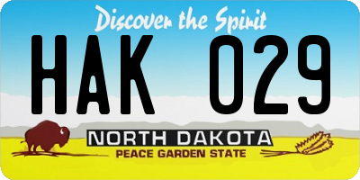 ND license plate HAK029
