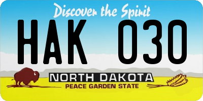 ND license plate HAK030