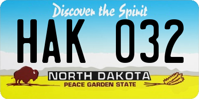 ND license plate HAK032