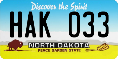 ND license plate HAK033